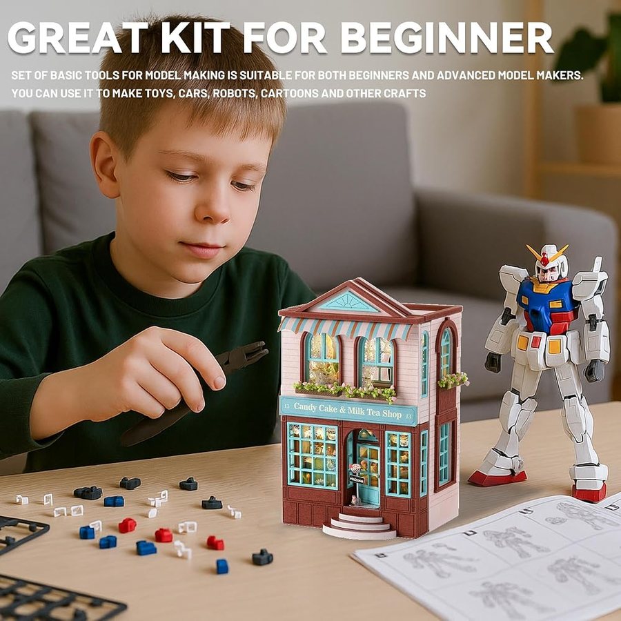 Flever 17 Piece Model Tool Set DIY miniature house kit — what comes in the box
