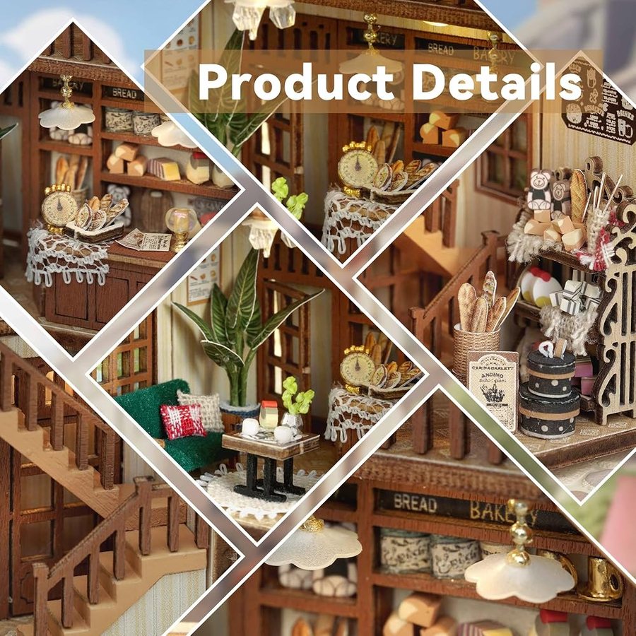 Flever Bagel Time DIY miniature house kit — finished and lit