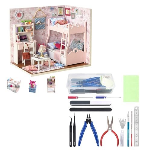Flever Bunk Bed Room with Tool Kit DIY miniature house kit