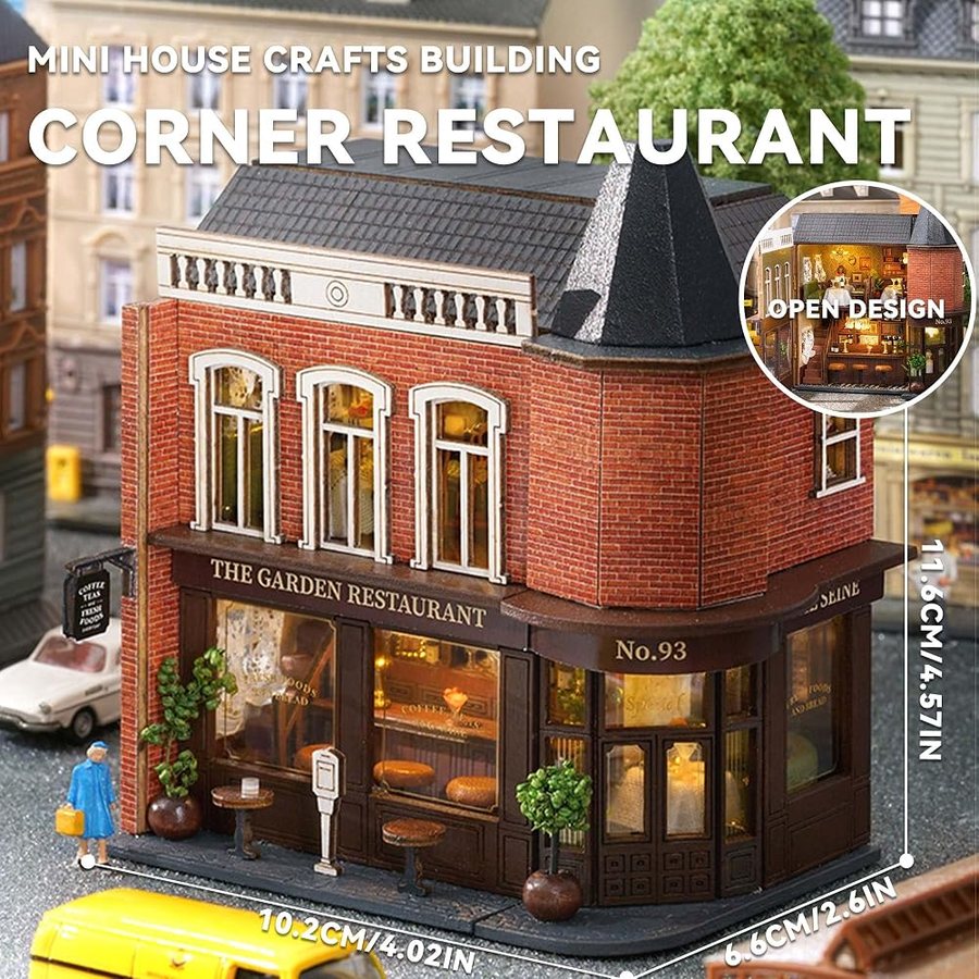 Flever Corner Restaurant DIY miniature house kit — detail of the build