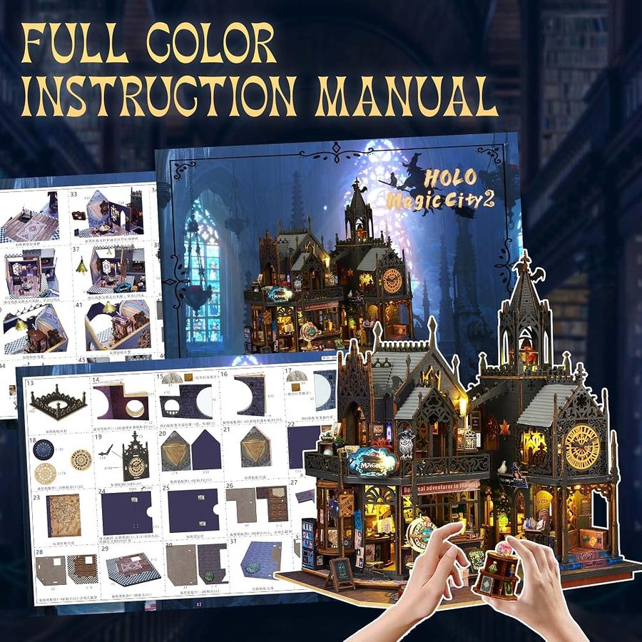 Flever Holo Magic City II DIY miniature house kit — what comes in the box