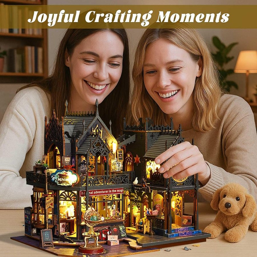 Flever Holo Magic City DIY miniature house kit — finished and lit