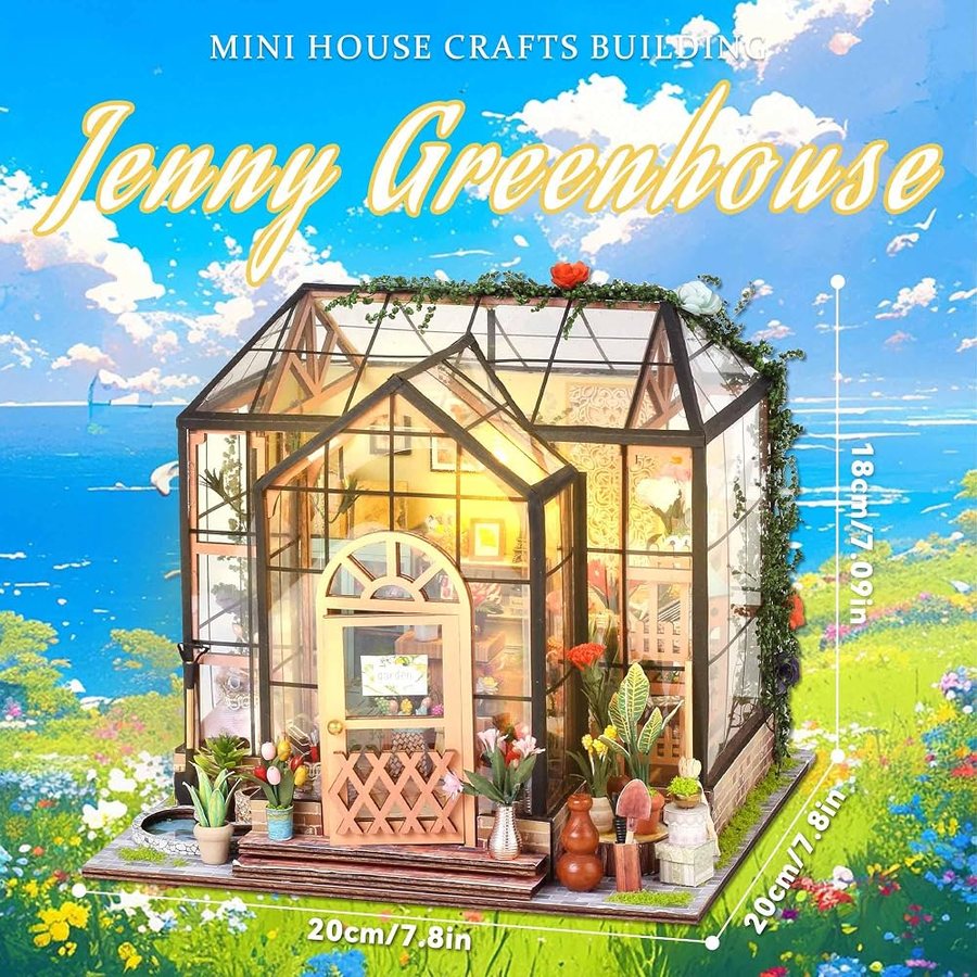 Flever Jenny's Greenhouse DIY miniature house kit — detail of the build