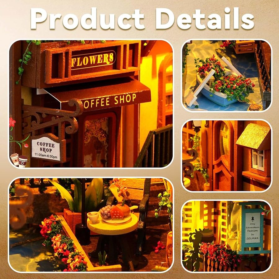 Flever Leisure Years DIY miniature house kit — finished and lit