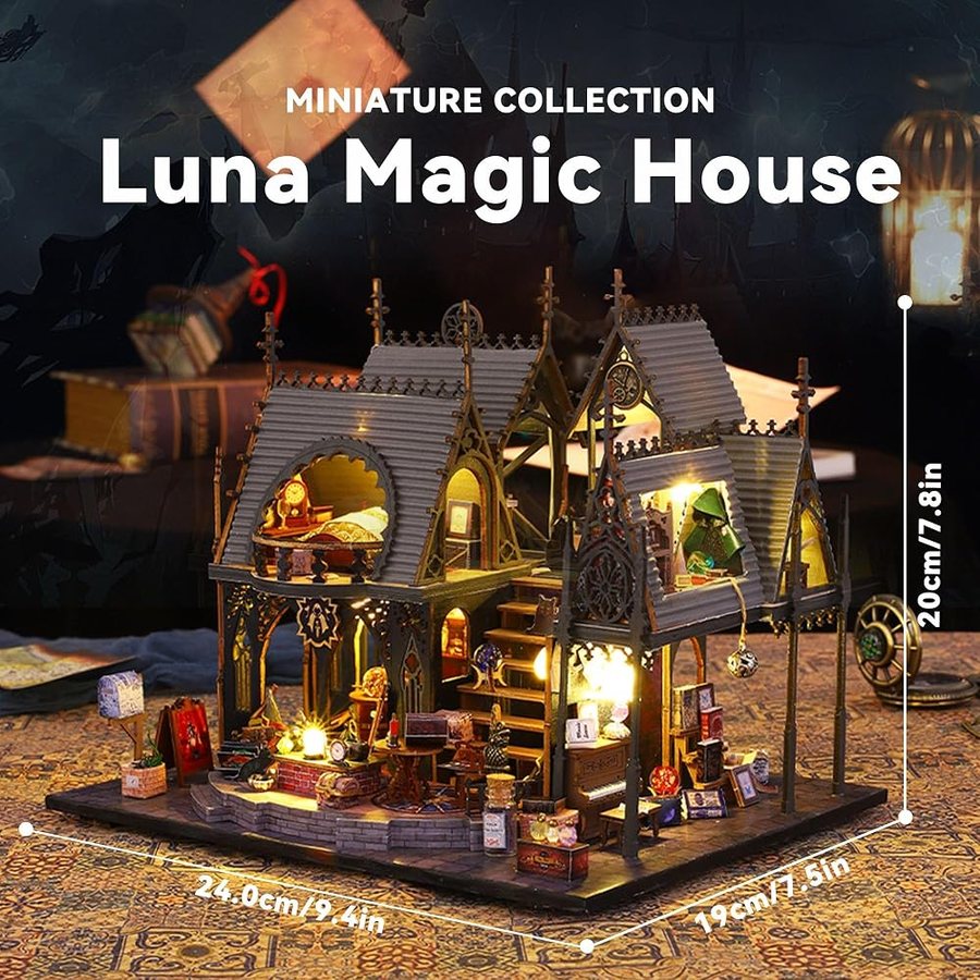 Flever Luna's Magic House DIY miniature house kit — detail of the build