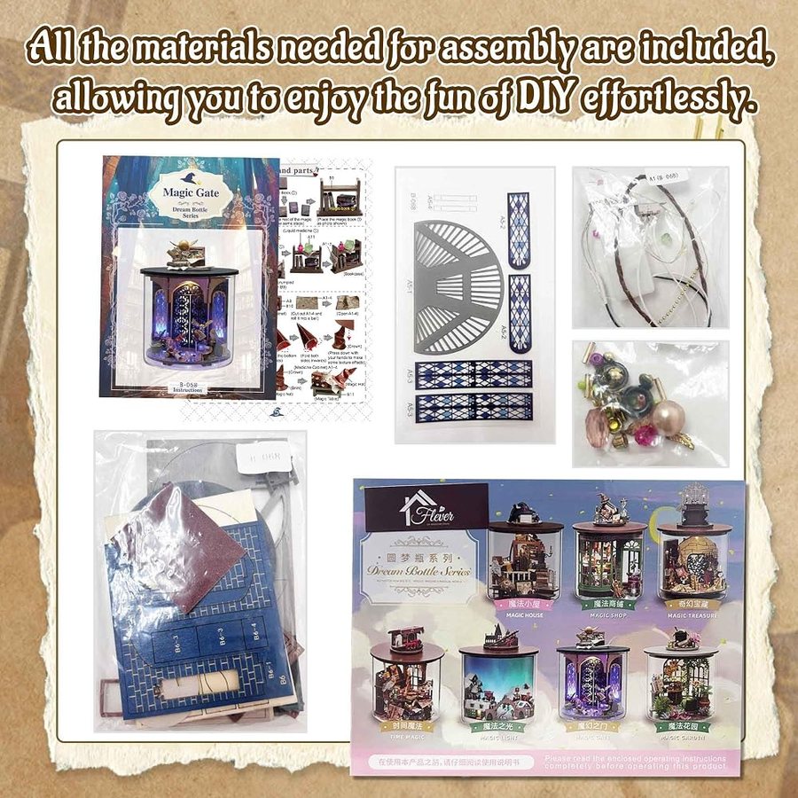 Flever Magic Gate DIY miniature house kit — what comes in the box