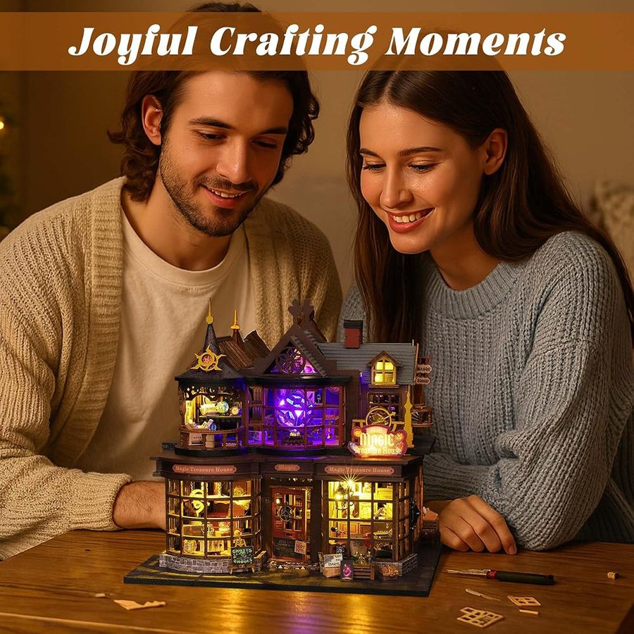 Flever Magic Treasure House DIY miniature house kit — finished and lit