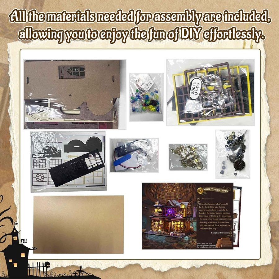 Flever Magic Treasure House DIY miniature house kit — what comes in the box