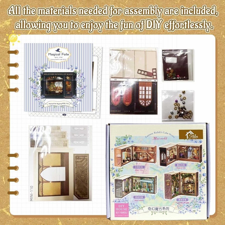 Flever Magical Fate DIY miniature house kit — finished and lit