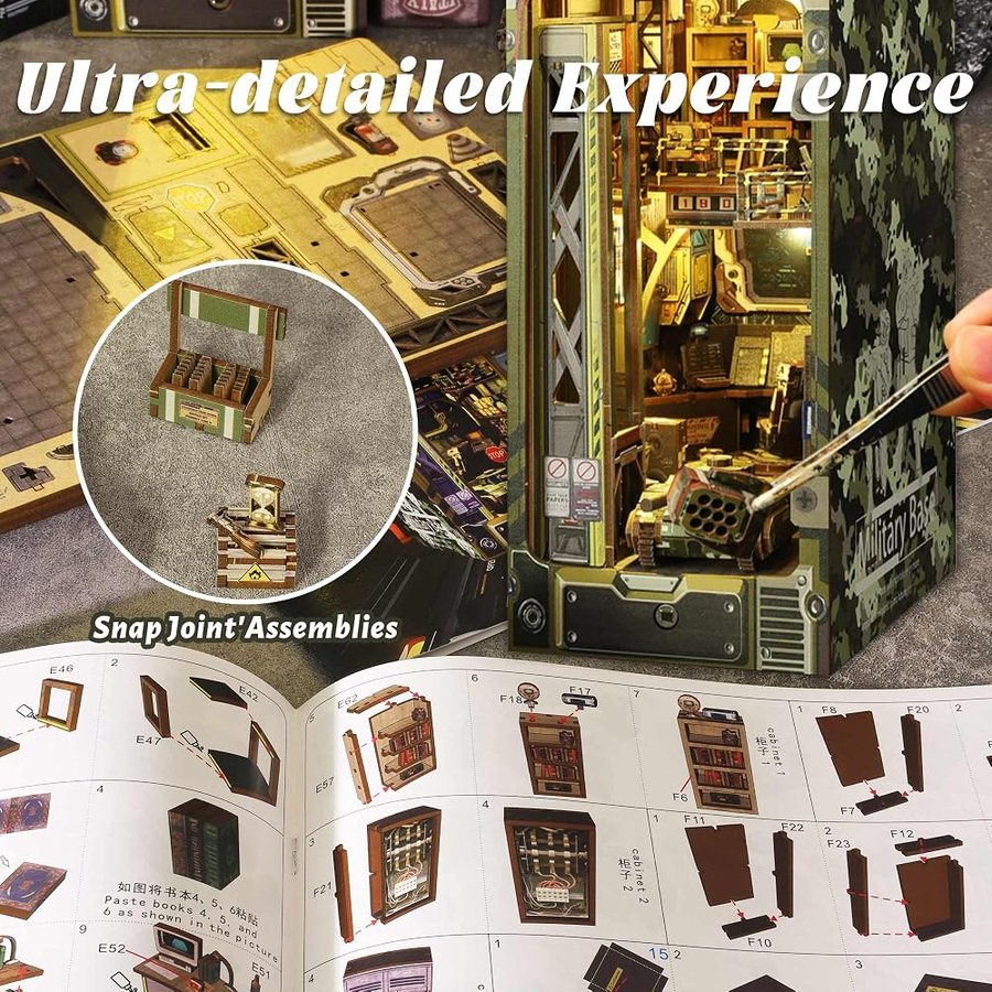 Flever Military Base DIY miniature house kit — what comes in the box