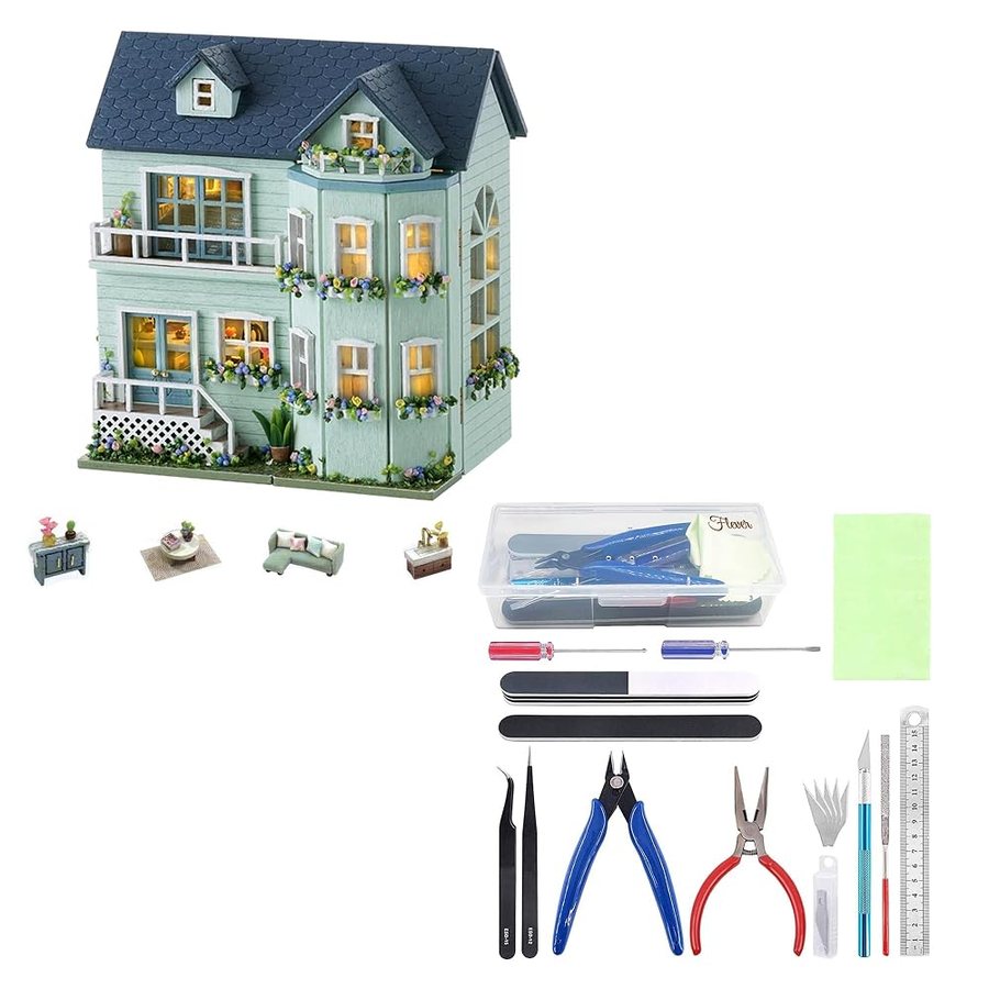 Flever Mint Villa with Tool Kit DIY miniature house kit — second view