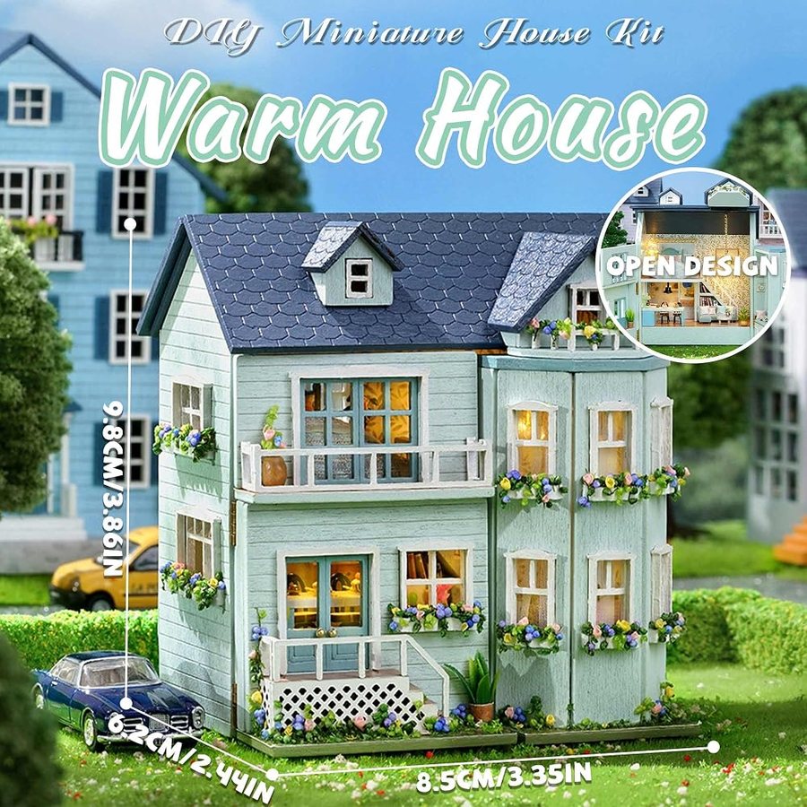 Flever Mint Villa with Tool Kit DIY miniature house kit — finished and lit
