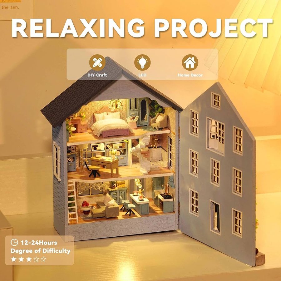 Flever Molan House DIY miniature house kit — finished and lit