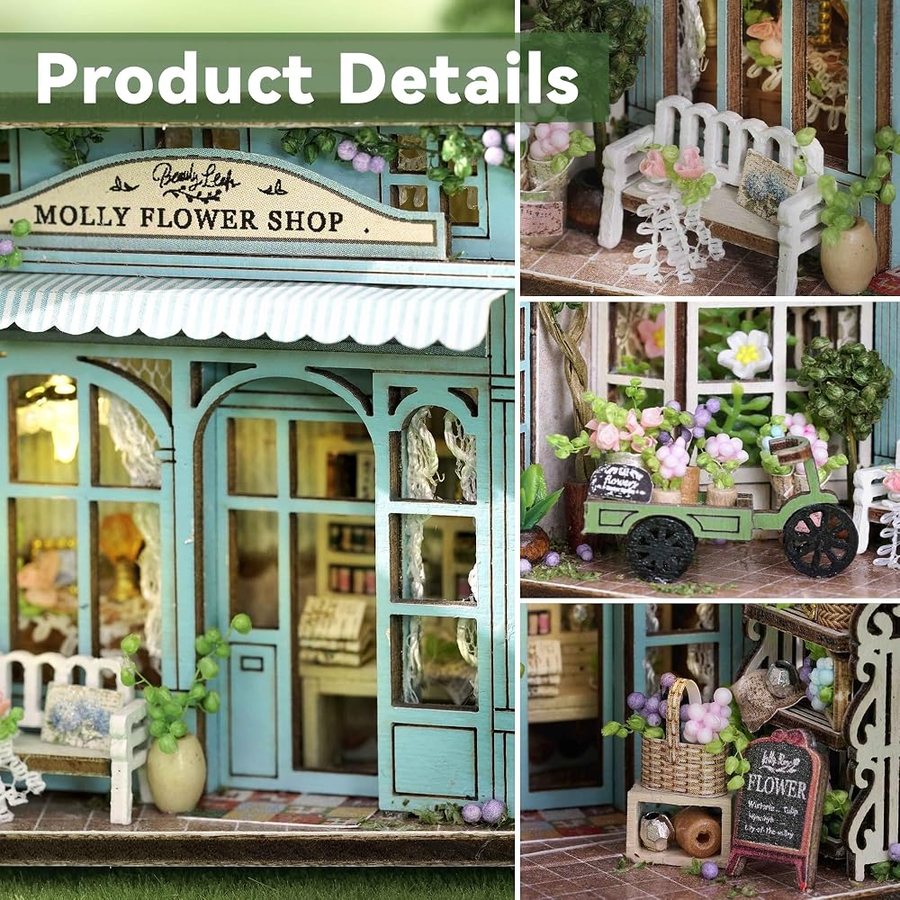 Flever Molly Garden DIY miniature house kit — what comes in the box