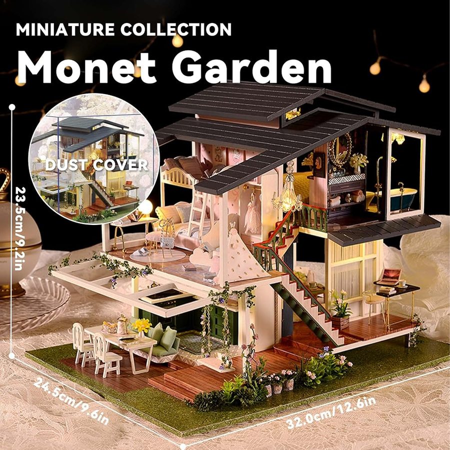Flever Monet Garden DIY miniature house kit — detail of the build