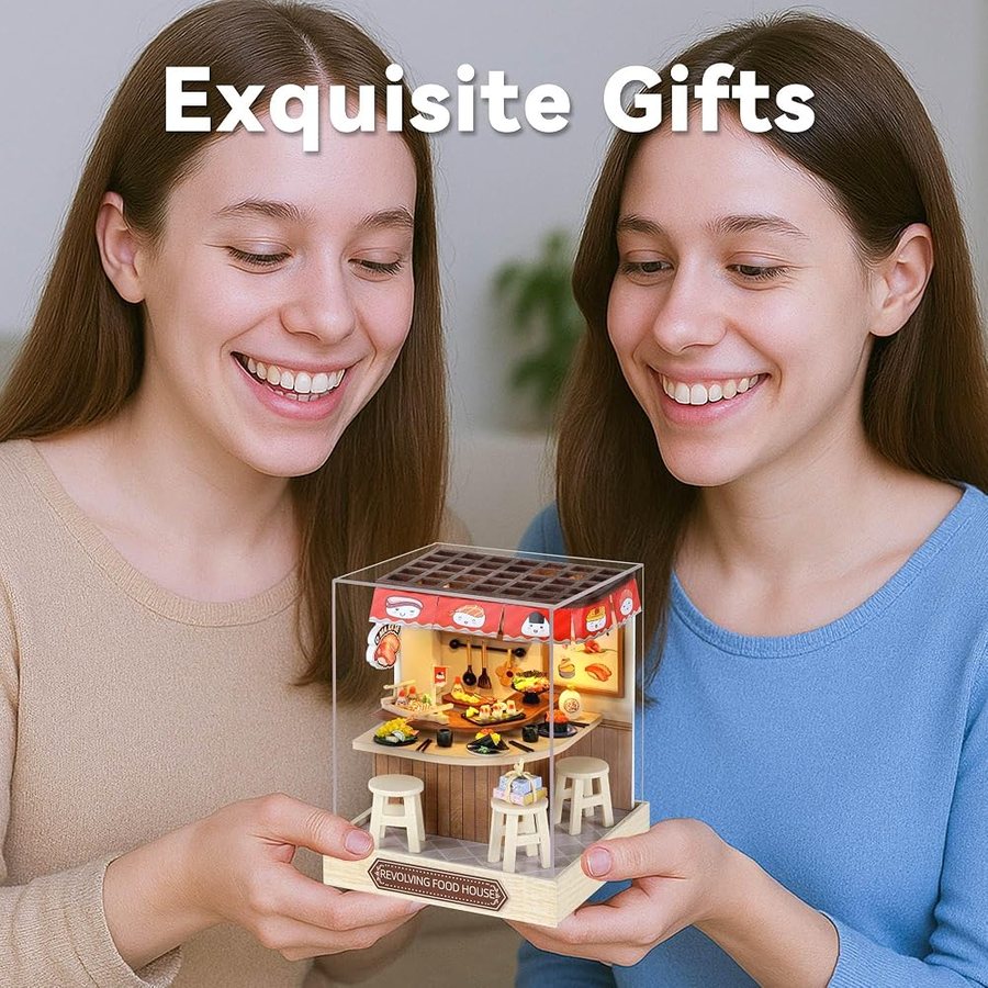 Flever Revolving Food House DIY miniature house kit — what comes in the box
