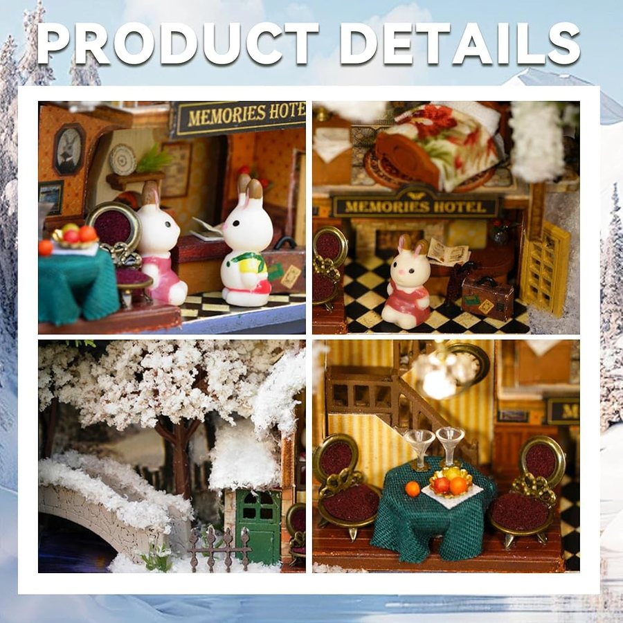 Flever Roam Around in Winter DIY miniature house kit — finished and lit