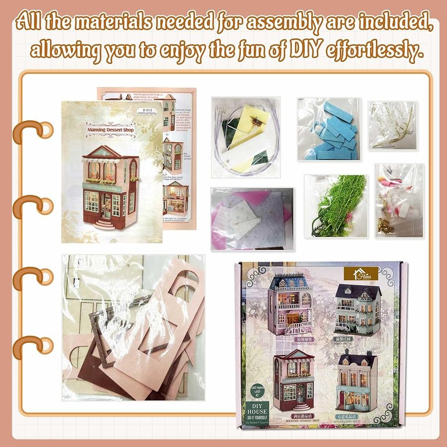 Flever Romantic Castle DIY miniature house kit — what comes in the box