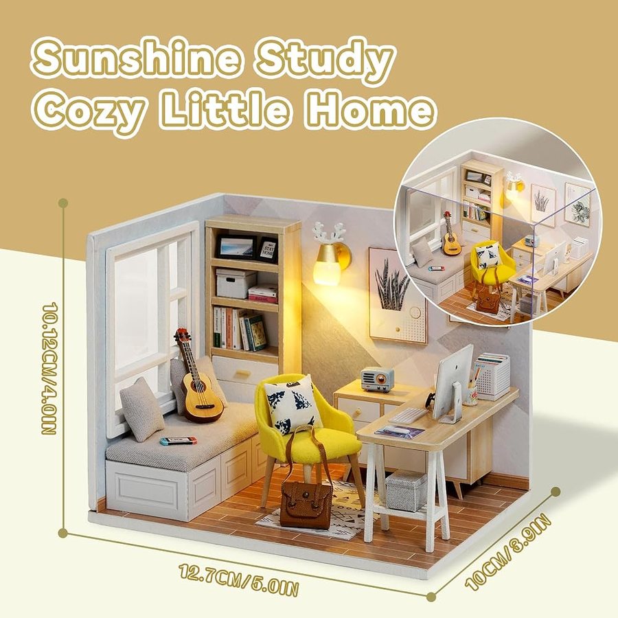 Flever Sunny Study DIY miniature house kit — detail of the build