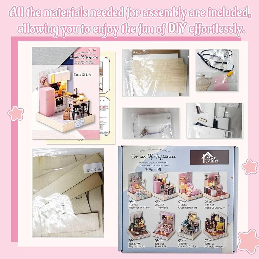 Flever Taste of Life DIY miniature house kit — finished and lit