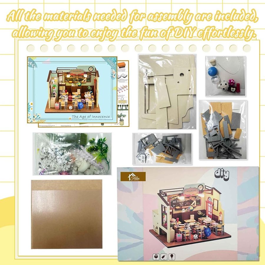 Flever The Age of Innocence DIY miniature house kit — what comes in the box