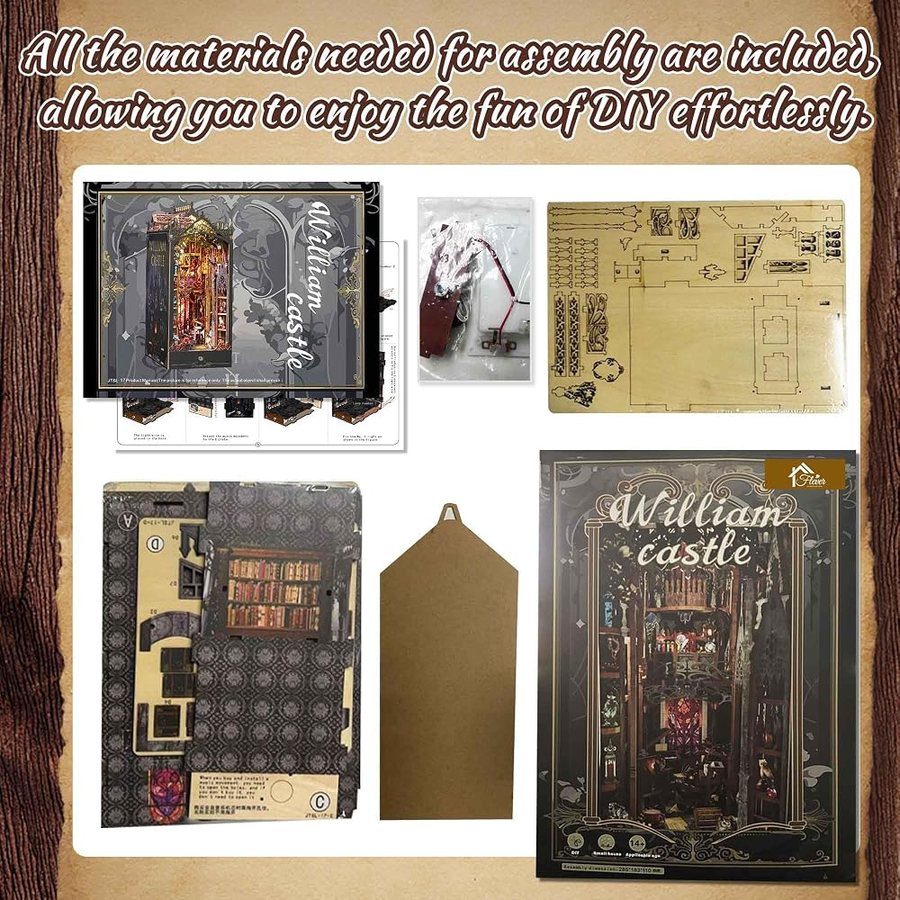 Flever William Castle DIY miniature house kit — finished and lit